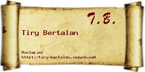 Tiry Bertalan névjegykártya